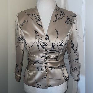 J.R. Nites Elegant Satin Floral Blazer
